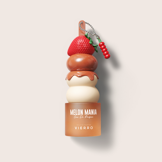 Vierro Melon Mania perfume bottle with green accents, showcasing fresh and vibrant melon-inspired fragrance design.