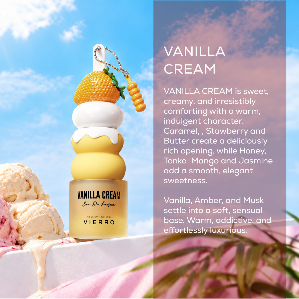 Vierro Vanilla Cream perfume bottle with elegant design, showcasing the Vanilla Cream fragrance for women.